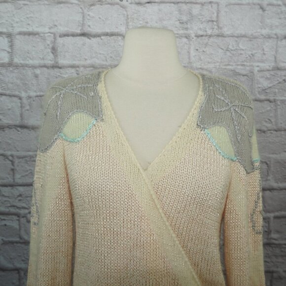 Vintage 80s Knit Pastel Angora Lambswool Sweater - Picture 2 of 6